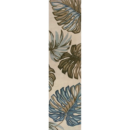 10' Ivory Hand Tufted Tropical Monstera Indoor Runner Rug - Picture 2 of 5