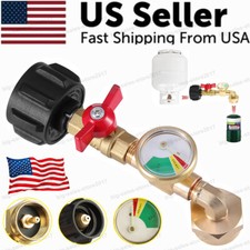 Propane Refill Adapter w/ON-Off Valve and Gauge Fill 1Lb Bottle From 5-40Lb Tank