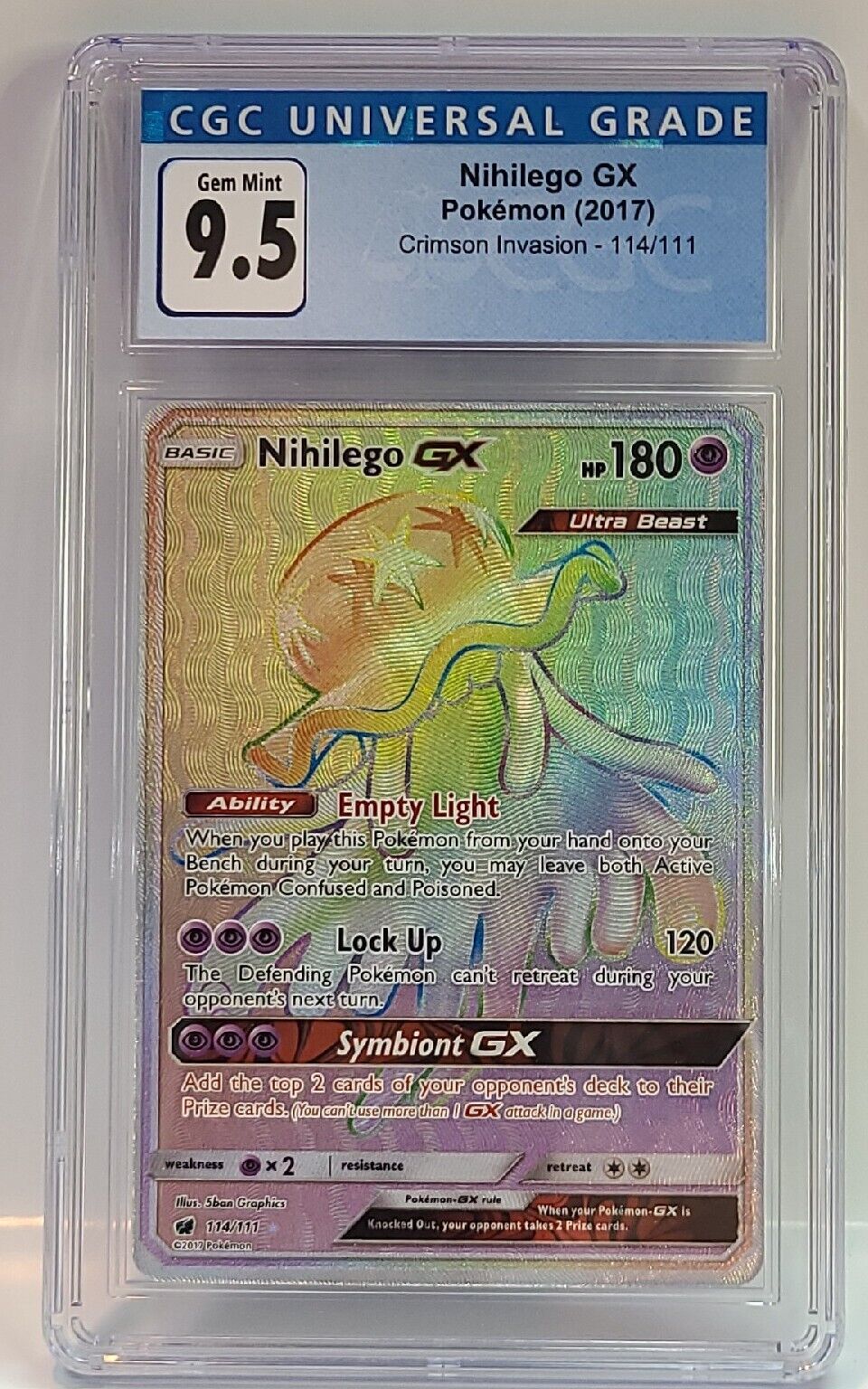 Nihilego GX Pokemon 2017 Crimson Invasion PSA 9.5 Gem Mint 180 Hp 114/111 Lock U