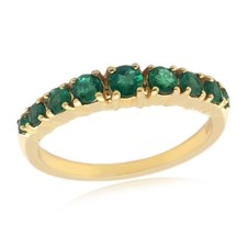 Natural Zambian Emerald Women Half EternityBand Ring 925 Sterling Silver Jewelry