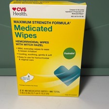 CVS Health Medicated Hemorrhoid Wipes to Go, Flushable, 96 Count w Witch Hazel