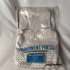 Vtg Permanent Press Geometric Pajamas Made In USA Size M Short Sleeve Long Leg