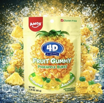 Amos 4D Fruit gummy Pineapple Burst 65g Fruchtgummi