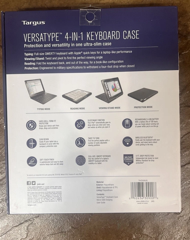 Targus VersaType  4-1 Keyboard/Cover Case for IPad Air & iPad Air 2 - Image 3 of 4