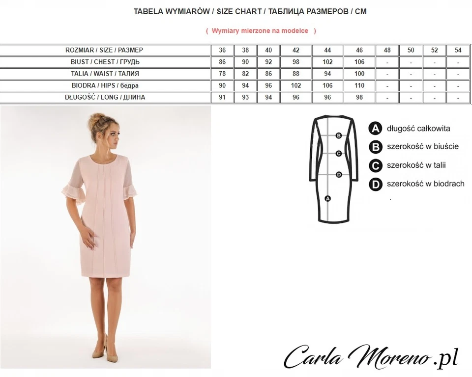 Carla Moreno Natalia Etuikleid Midi Rundhals Chiffon Volantärmel Größen 36-44 - Bild 2 von 4