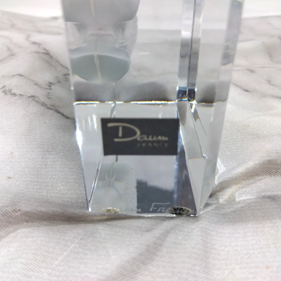 Statuina in vetro artistico Daum France - gatto e pesce - scultura in cristallo - Immagine 4 di 4