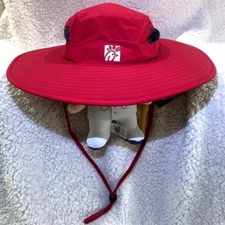 Chik-Fil-A Red Team Member Bucket Sun Adjustable Hat NWOT Black Mesh Beach