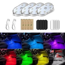 7 Colors Magnetic Car Interior Ambient Lights Wireless, Mini USB C 4PCS