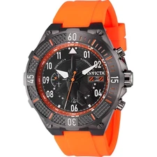Invicta Men's Watch Aviator Chronograph Black Dial Orange Silicone Strap 39896