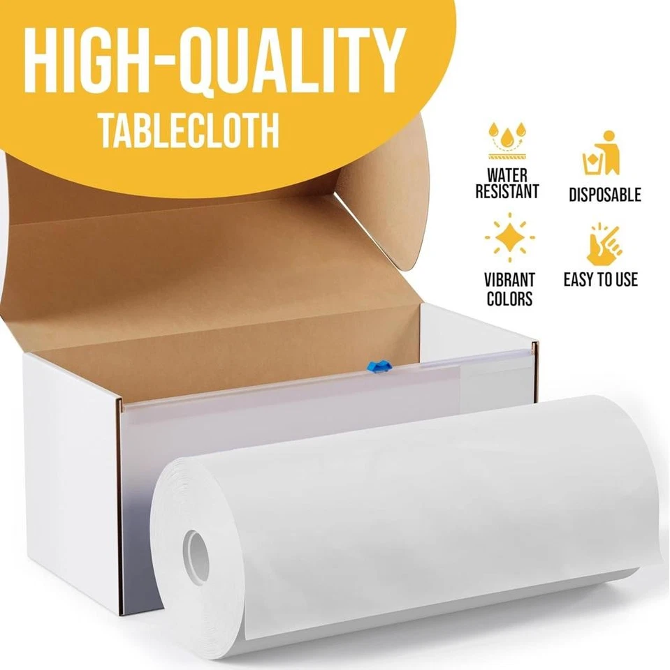 54 Inch X 300 Feet White Plastic Table Cover Roll in A Cut - to - Size Box - image 4 of 4