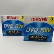 Maxell DVD-RW Data Video 3 Pack 4.7GB 2Hrs SP mode Rewritable Lot 2 New Sealed