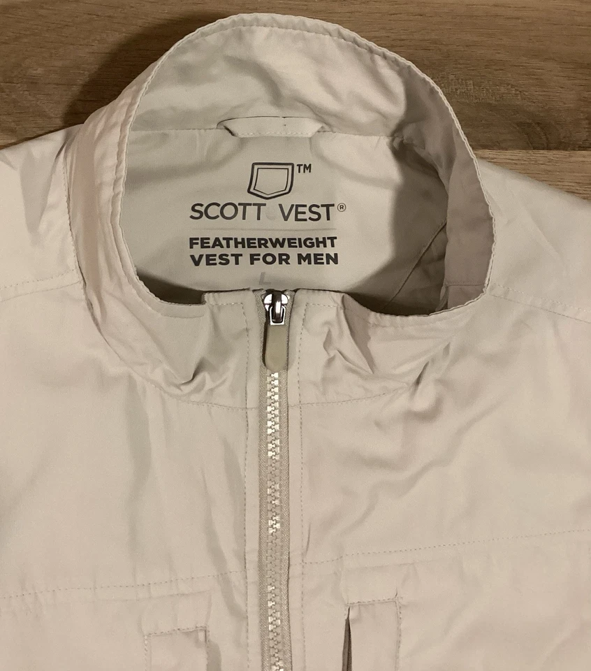 SCOTTeVEST Featherweight Travel Vest~ 16 Pocket~Cement~Men’s LARGE~Free Shp~EUC - Image 2 of 4
