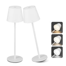 2 Pack White Cordless Table Lamp 6200mAh Battery Powered Table Lamp 3 Color T...