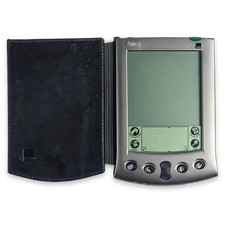 Palm V PDA Personal Digital Assistant Gray For Parts No Pen Charger Flip Case
