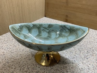 Mid Century Medium Delfterware handbemalte Sockelschale. 18x10cm & 8cm hoch. Sehr guter Zustand