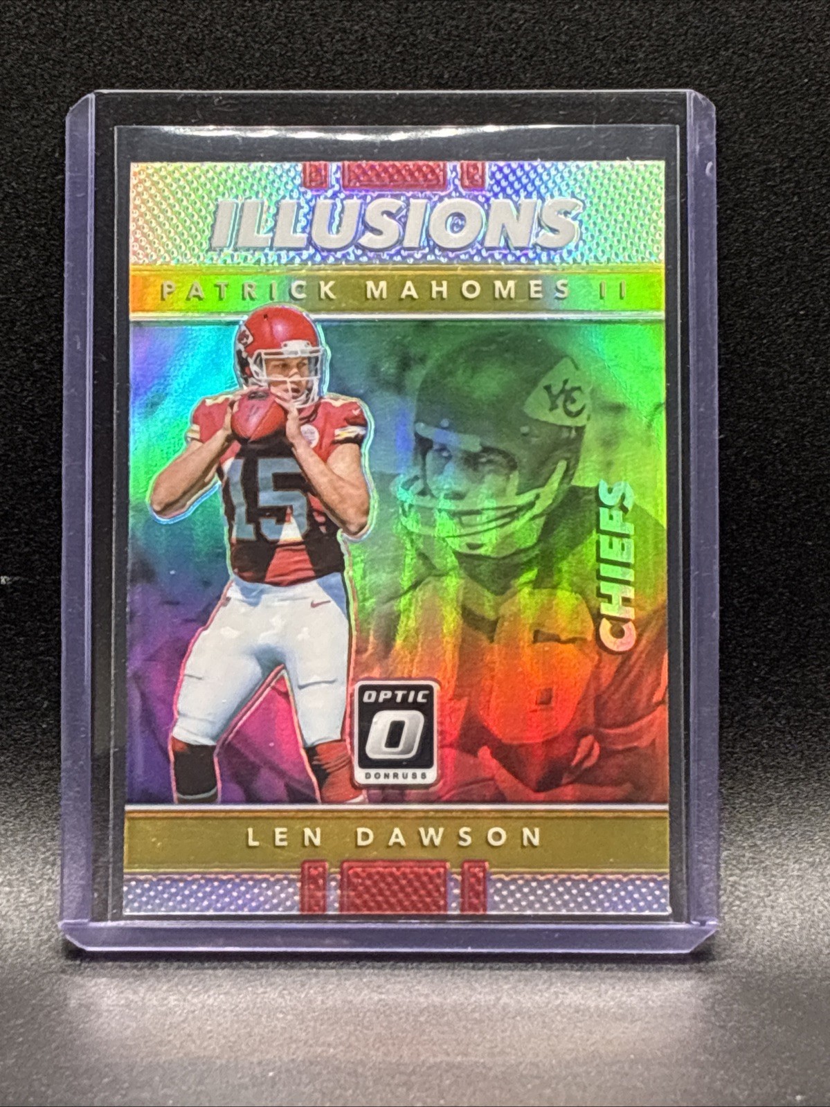 2017 Optic Patrick Mahomes RC Illusions Prizm  #20 W/Len Dawson