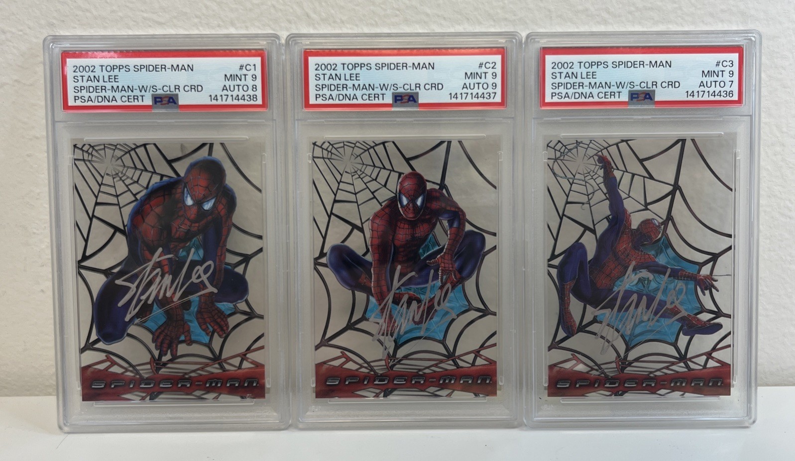 Spider-Man Web Shooter Clear - 2002 Topps PSA/DNA Stan Lee Auto POP 1’s ONLY SET