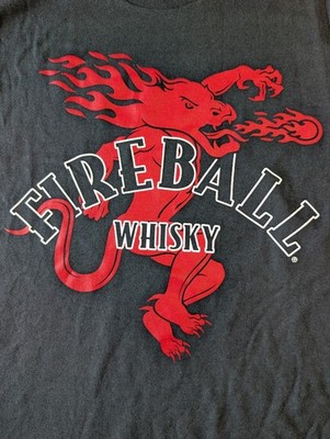 Fireball Whiskey Bartender Float Trip Black Shirt Sz Medium Red Mascot NWOT