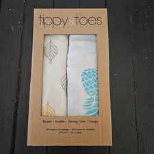 Tippy Toes NWT Swaddle Set with Leaf and Pineapple Design Bamboo Cotton Muslin