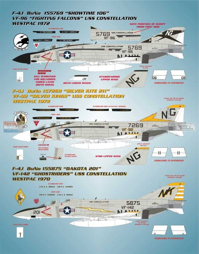 Bullseye Model Aviation 1/48 Decals 48032 - F-4J Phantom II Fleet Phantoms - Image 4 of 4