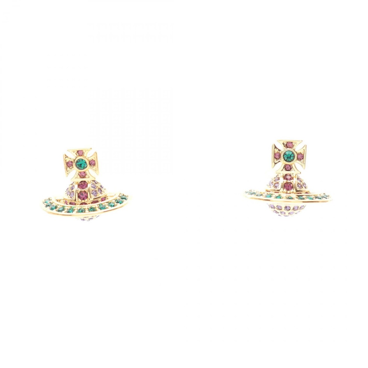Vivienne Westwood Kika Orb Pierced earrings Gold Plated Rhinestone 