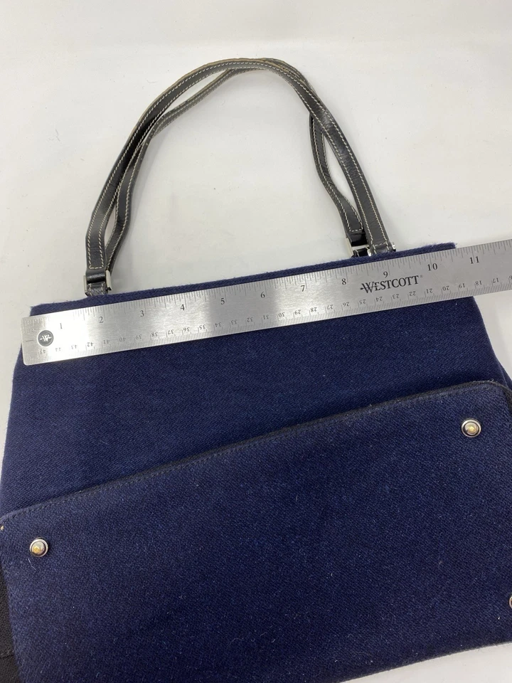 Vintage Kate Spade Handbag Wool Leather Blue Tote Bag Purse Made in Italy Y2K - Image 4 of 4