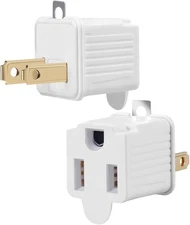 2-Pack Polarized Grounding Adapter Outlet (3 Prong to 2 2 Pack, White 