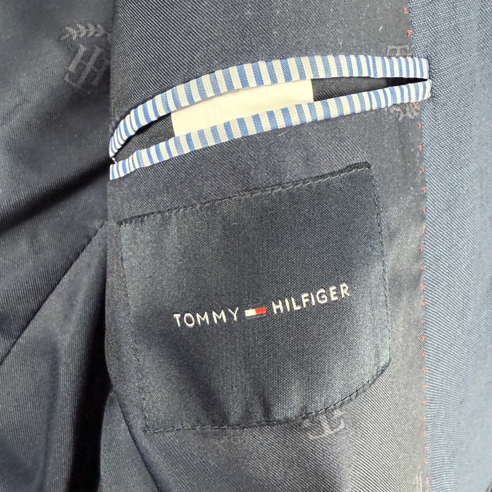 Tommy Hilfiger Blazer Mens 42S Navy Blue Wool Blend Two Button Lined Suit Jacket image 3