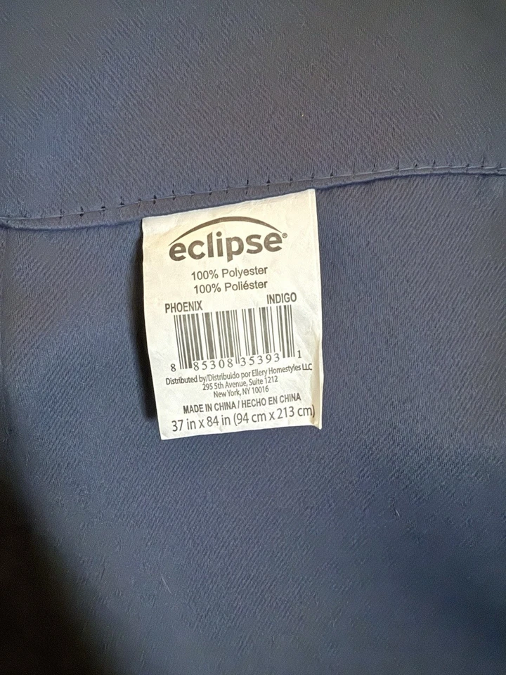 Eclipse Blackout Curtain Panel, Indigo Blue, pocket rod 37"x84” - Image 3 of 4