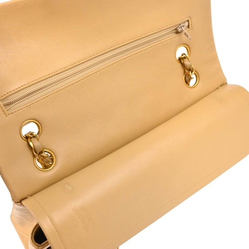 Chanel Beige Lambskin Medium Classic Double Flap Shoulder Bag 176812 - Picture 9 of 11