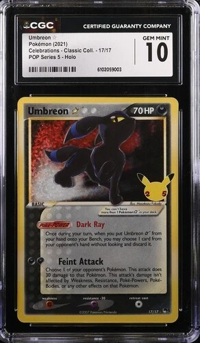 2021 POKEMON CELEBRATIONS #17 UMBREON GOLD STAR CGC 10 MINT