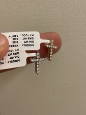 14k White Gold Natural Diamond Cross Pendant