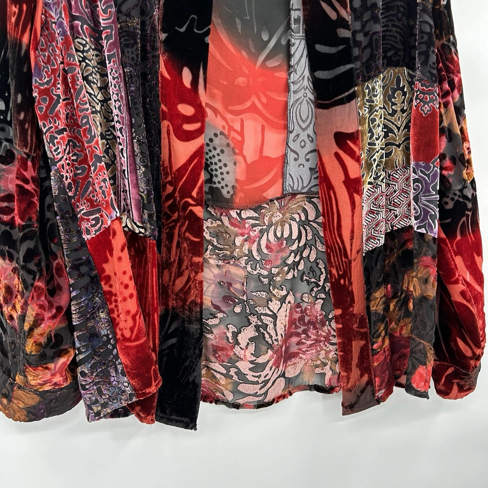 Chaqueta Laura Ashley Mujer Terciopelo Burnout Whimsigoth Mezcla Seda 1X Retazos Foto 3 de 4