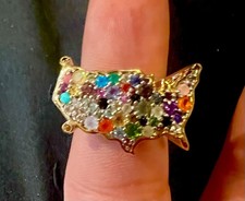Multi Gemstone Two-Tone UNITED STATES Ring