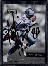 1992 Playoff Alvin Harper #24 In Person Auto Nice & Bold Cowboys