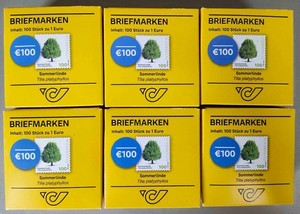 Neu 6 Boxen Österreich Gültige Frankaturware Briefmarken 100 Stüick zu 1 Euro