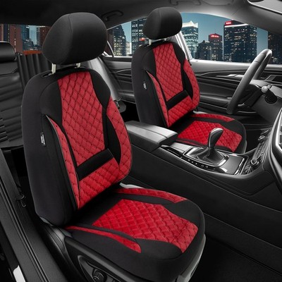 2x Sitzbezüge passend für Skoda Octavia 4 ab 2020 in Schwarz-Rot | PRIME