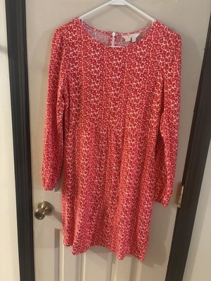 Boden Damen Kleid Dress Red Floral Long Sleeve Floral With Pockets Size 4