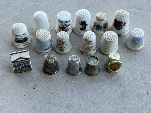 16 THIMBLES- Mixed Lot - Pewter one has wear