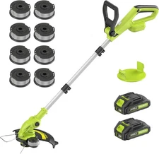 Electric String Trimmer Cordless with 2x2.0Ah Battery, 20V Weed Wacker Green 