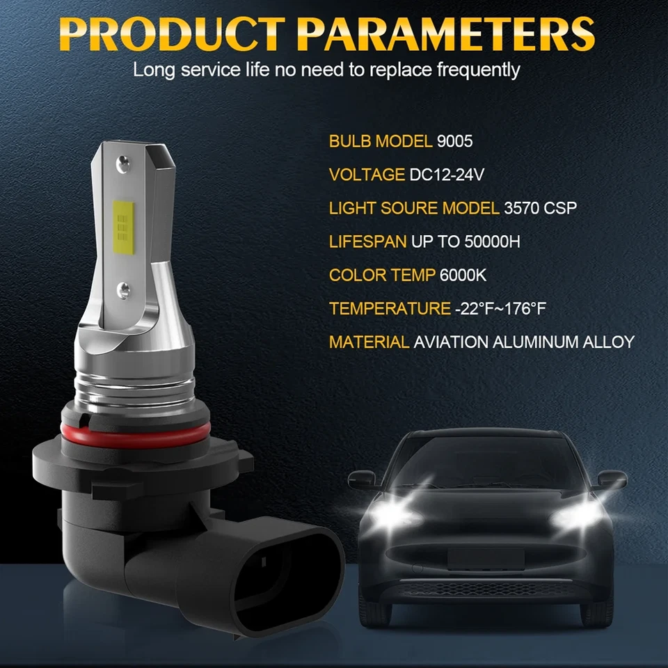 Combo de 4 faros LED bombillas de haz alto bajo 9005 9006 para Toyota Matrix 2003-08 Foto 4 de 4