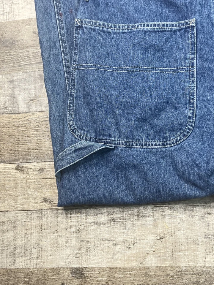 Mono vintage Calvin Klein para mujer L denim carpintero años 90 babero pierna ancha Y2K Foto 4 de 4