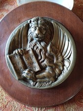 Antico Stemma Leone San Marco Moeca Bronzo su Legno vedi