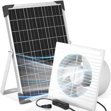 6 Inch Solar Exhaust Fan 15W for Chicken Coop Greenhouse Shed Pet House Ventilat