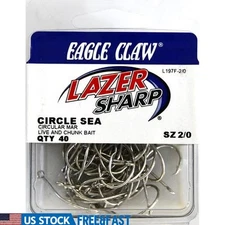 Circle Offset Hook 2/0 Sea Guard Fishing Hooks 40 Pack High Carbon Steel Durable
