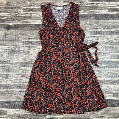 Universal Thread Women s Size M Floral Print Sleeveless Wrap Mini Dress V-Neck