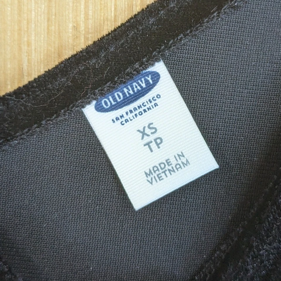 Camiseta sin mangas cami de terciopelo negro azul marino antiguo cuello en V caprichoso bruja festiva para mujer XS Foto 2 de 4