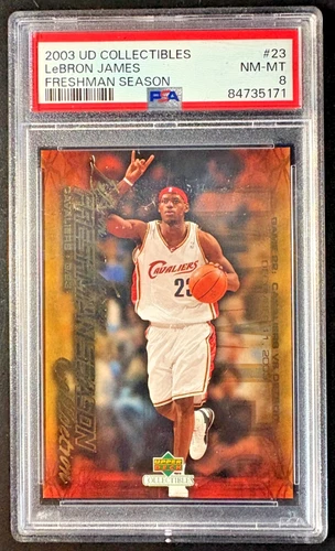 2003-04 UD Upper Deck #23 Lebron James Freshman Season ROOKIE PSA 8 Graded Card.