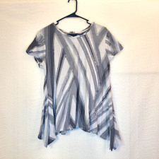 Simply Vera Vera Wang Top Women's Size Large Gray White Asymmetrical Hem