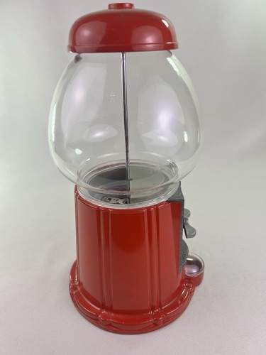"Máquina de goma de mascar de carrusel rojo vintage 1985 alcancía metal y vidrio junior 11""" - Imagen 6 de 8